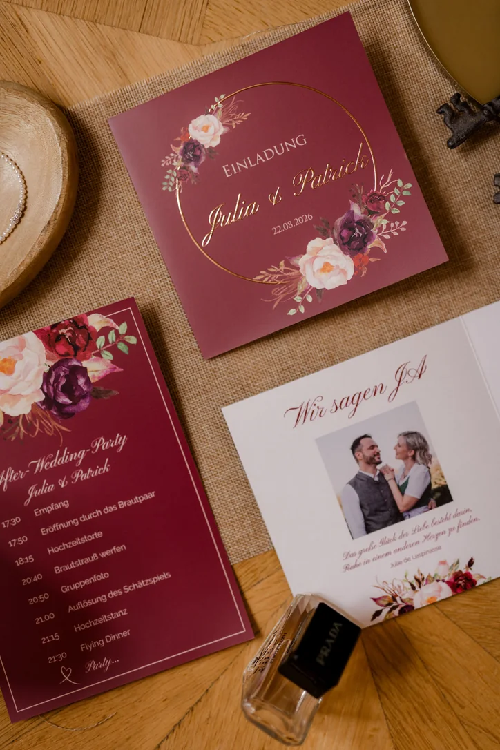 Persönliche Hochzeitspapeterie der kleinen familiären Hochzeit in Wolfsberg in Kärnten